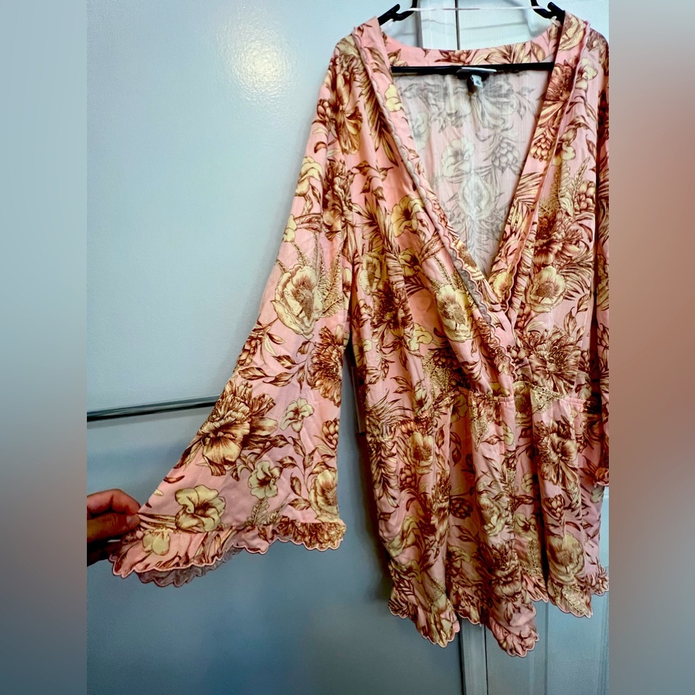Pink floral romper